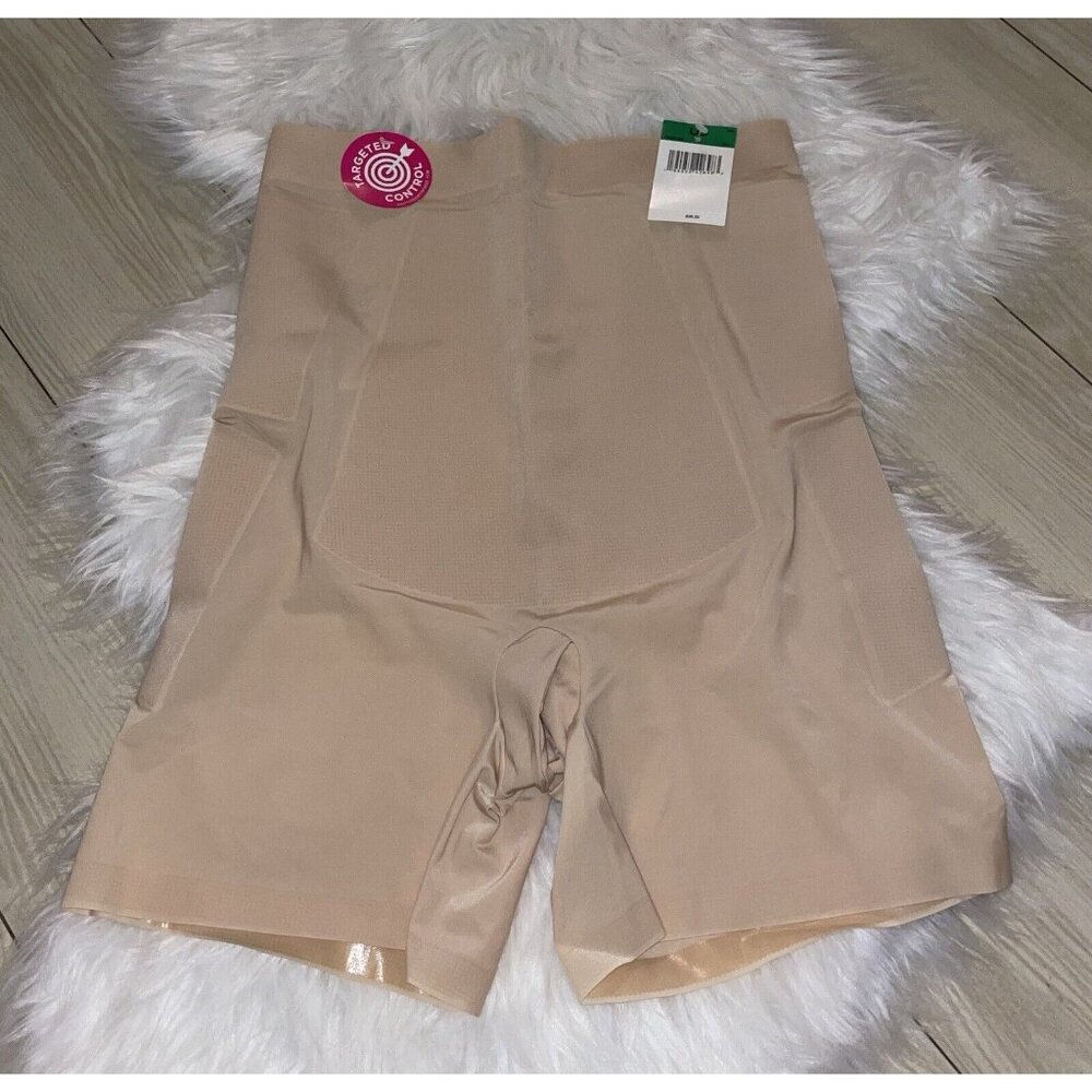 Maidenform DMS088 Womens High Waist Girlshorts Shapewear L Large Beige New